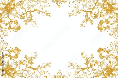 Wallpaper Mural Elegant floral pattern design featuring gold illustrations on a white background suitable for invitations or decor Torontodigital.ca