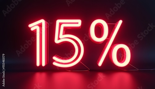 Fifteen Percent Off Neon Sign: Discount, Sale, Promotion