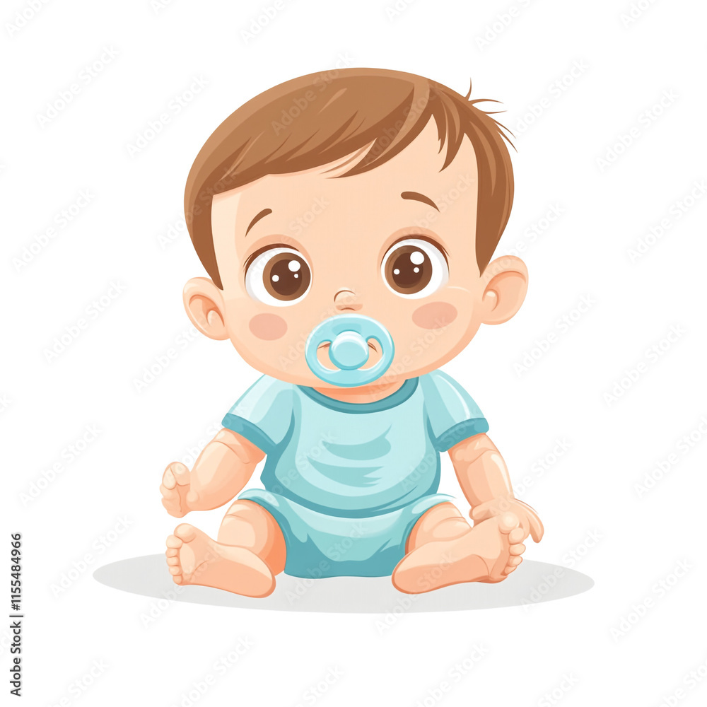 Adorable Baby Boy with Pacifier: A Cute Illustration Adorable Baby Boy with Pacifier: A Cute Illustration