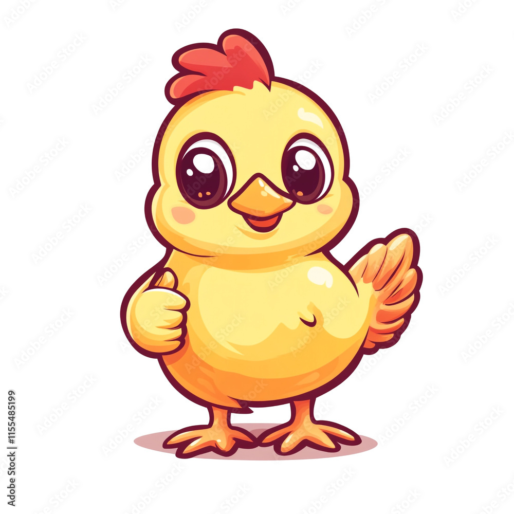 Adorable Chick Thumbs Up Cartoon Illustration Adorable Chick Thumbs Up Cartoon Illustration