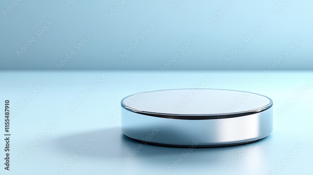 Minimalist silver platform on light blue background. Minimalist silver platform on light blue background.