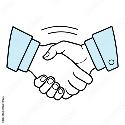 Handshake between two people, symbolizing agreement and partnership on a white background
