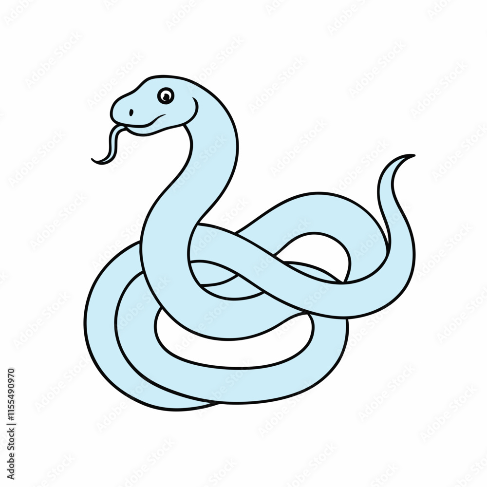 Snake curling and smiling cheerfully on white background Snake curling and smiling cheerfully on white background