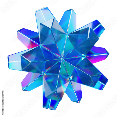 3D Abstract Shape of Blue Dispersion Glass 