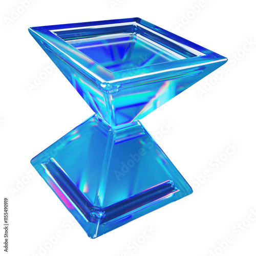 3D Abstract Shape of Blue Dispersion Glass 