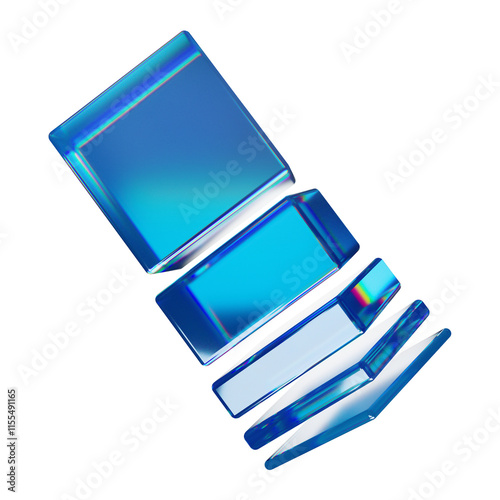 3D Abstract Shape of Blue Dispersion Glass 