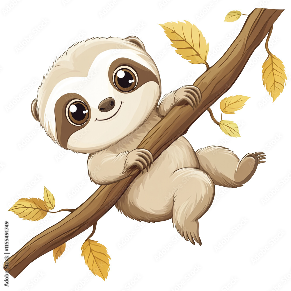 Obraz premium Adorable Baby Sloth Hanging on a Branch