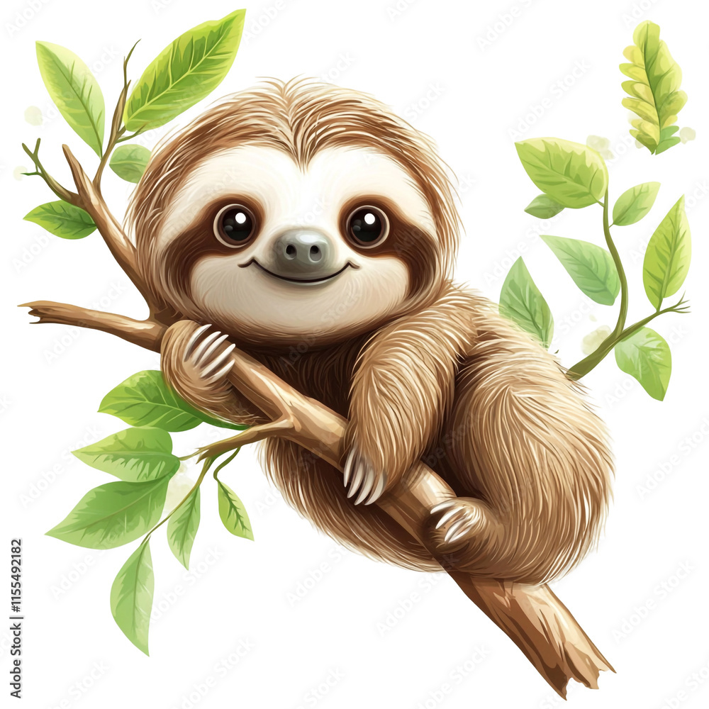 Obraz premium Adorable Sloth Hanging on Branch