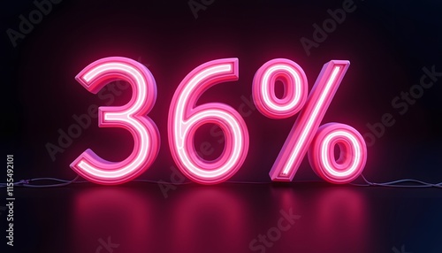 Thirty-Six Percent Off Neon Sign:  Pink, Glowing Sale Discount Advertisement photo