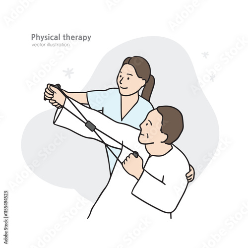 Illustration of Physiotherapy Scene of a therapist and a Patient
