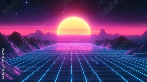 Smooth gradient background with magenta to cyan shifts and synthwave glow with fine texture