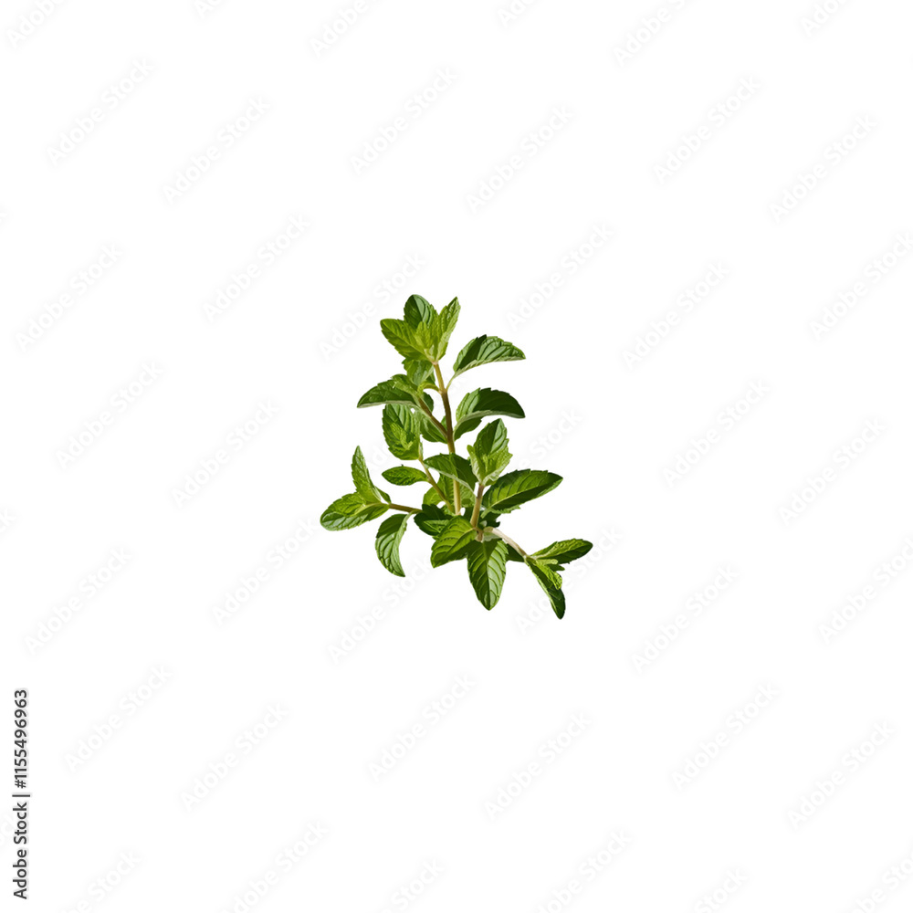 Falling mint leaves isolated on transparent and white background Falling mint leaves isolated on transparent and white background