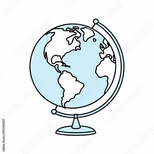 Globes showing the Earth with blue oceans and continents on a white background