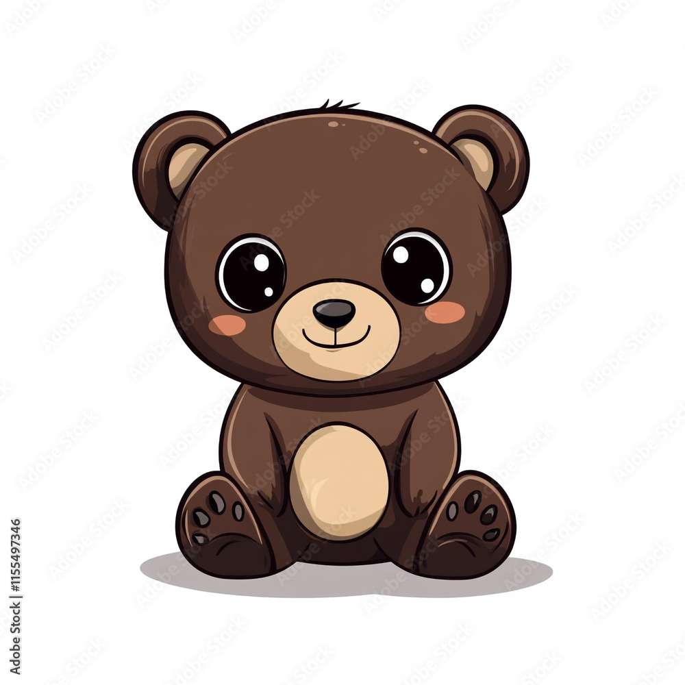 Adorable Brown Bear Cub Cartoon Illustration Adorable Brown Bear Cub Cartoon Illustration