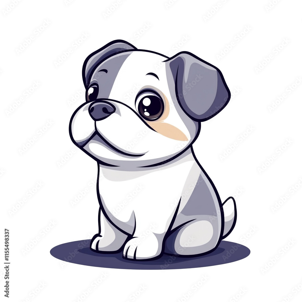Fototapeta premium Adorable Cartoon Bulldog Puppy