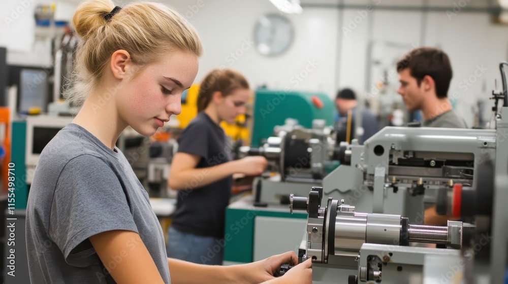 Students Engaged in Engineering with Modern Equipment Students Engaged in Engineering with Modern Equipment
