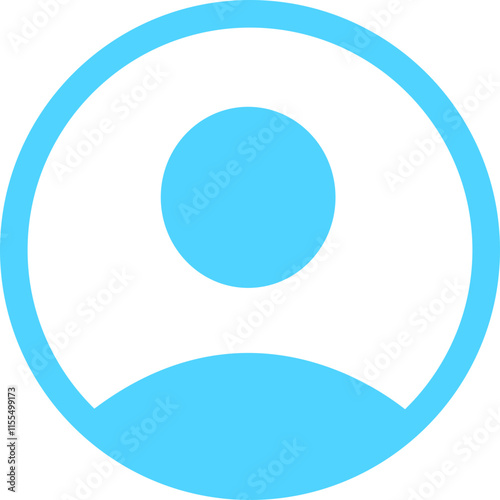 Profile user icon. Person profile avatar with account symbol. Blue Flat and line vectors isolated on transparent background. Icons for applications and communication. Social media concepts.