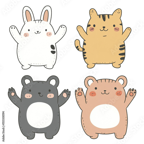 Wallpaper Mural Adorable Cartoon Animals: Bunny, Tiger, Bears Torontodigital.ca