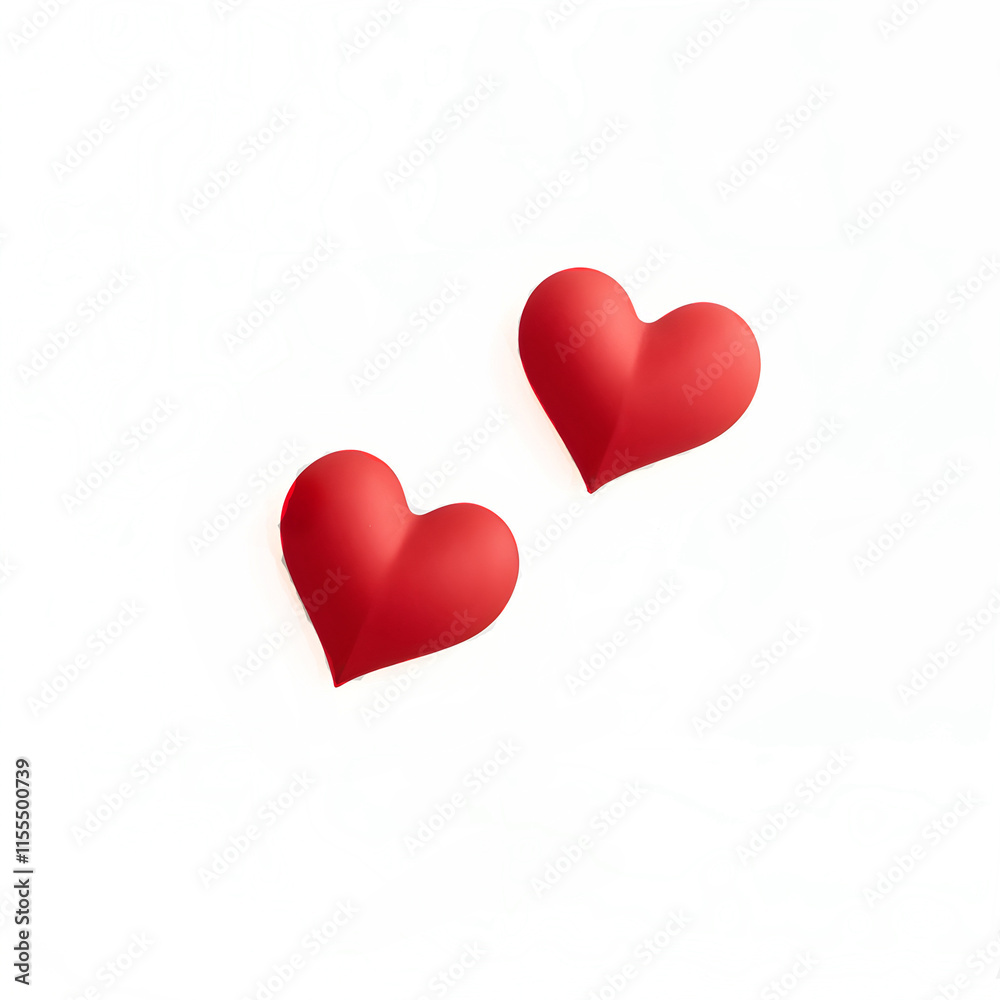 Two Red valentine hearts isolated on a white background. Two Red valentine hearts isolated on a white background.