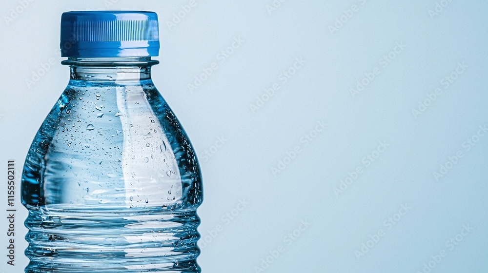Close-up of a plastic bottle of water with condensation. Close-up of a plastic bottle of water with condensation.