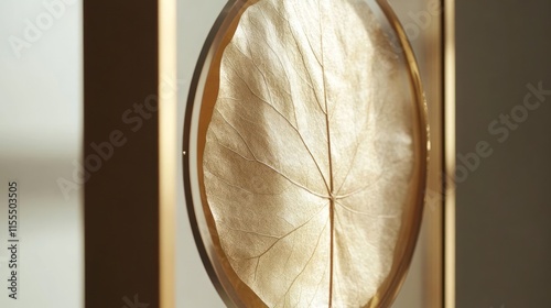 Dried leaf art in a gold frame. photo