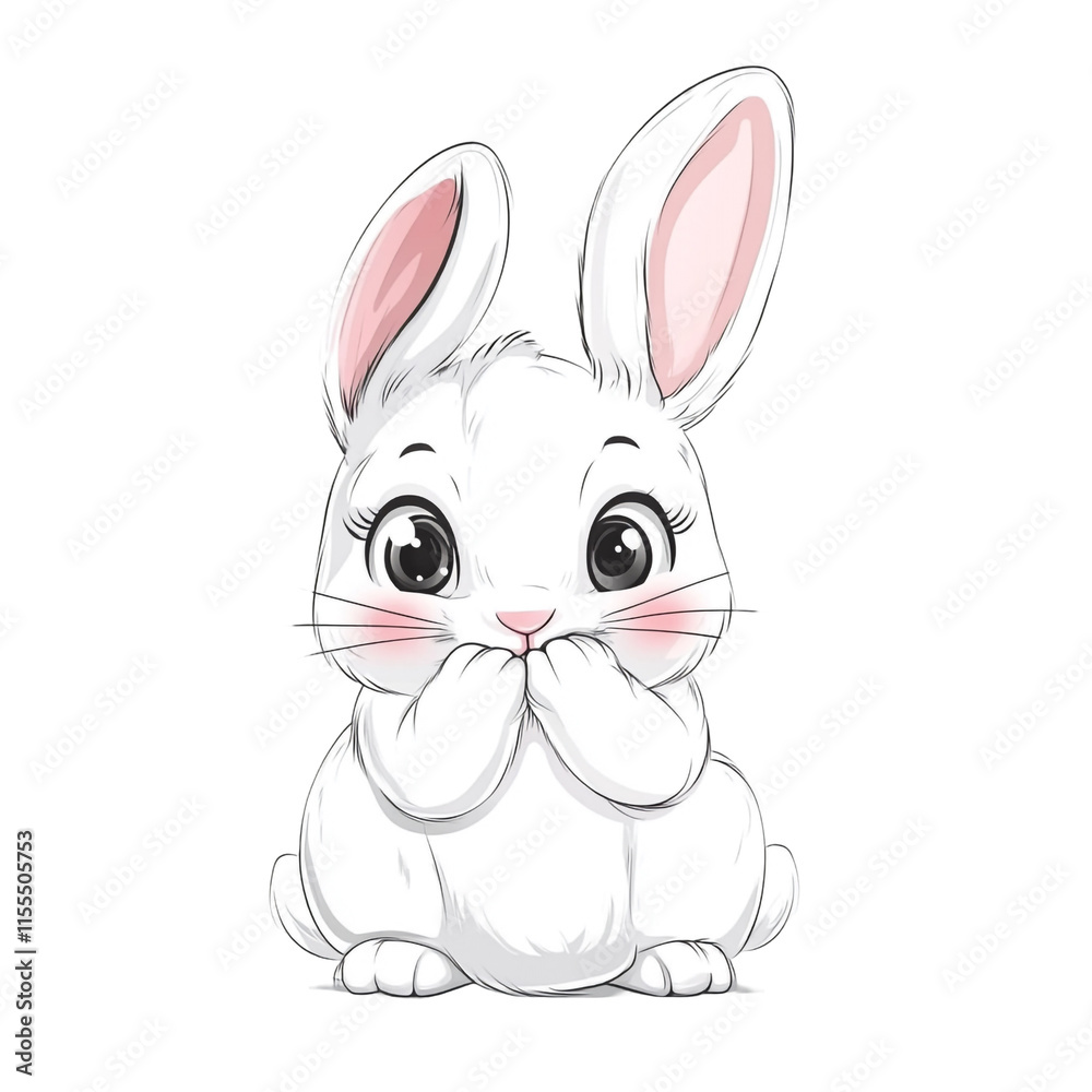 Obraz premium Adorable White Bunny Rabbit Illustration