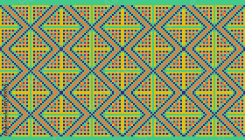 Pixel art ethnic, Pattern fabric pixel, design for background, clothing, decorative, drapery, cloth embroidery, geometric pixel art, handcraft, wallpaper, carpet, bag, card, cushions, Print, ethnic