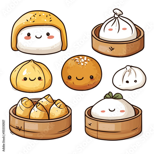 Adorable Dim Sum Collection: A Delightful Array of Cute Steamed Buns and Dumplings