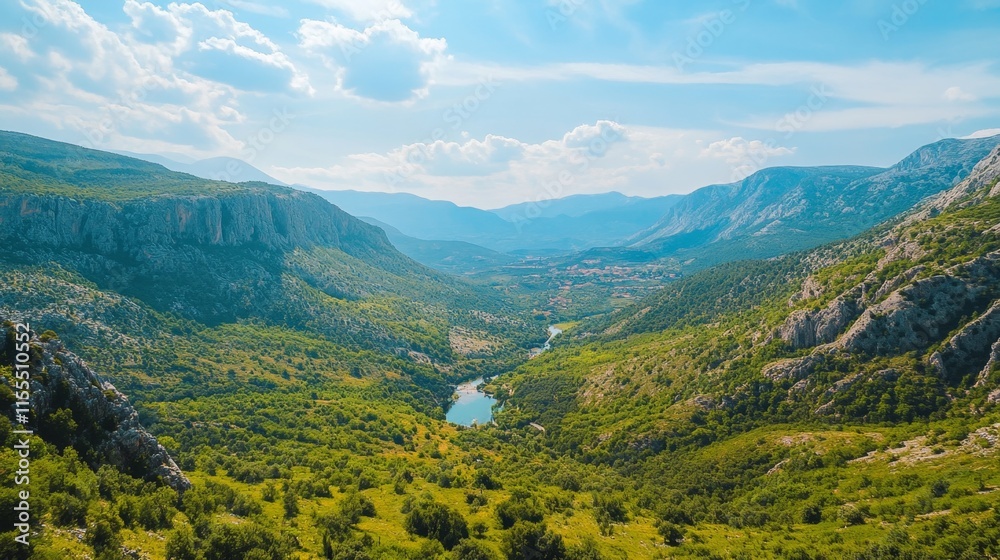 Fototapeta premium Serene Mountain Valley Landscape