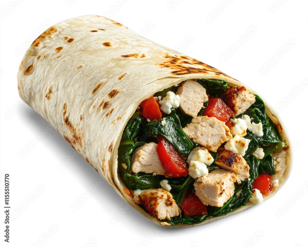Turkey and Spinach Burrito with Feta Cheese and Tasty Veggies Turkey and Spinach Burrito with Feta Cheese and Tasty Veggies