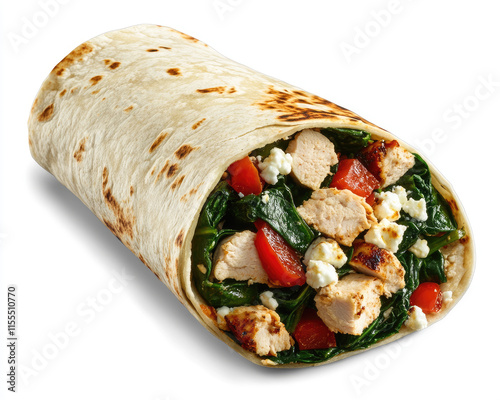 Turkey and Spinach Burrito with Feta Cheese and Tasty Veggies