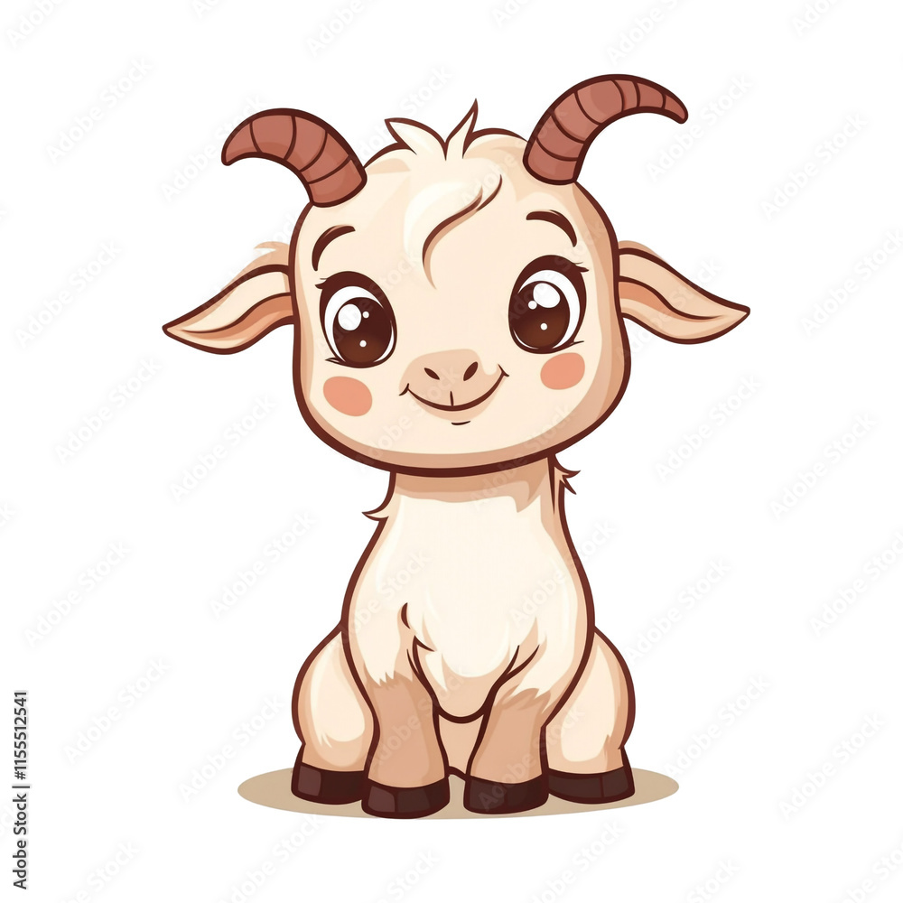 Adorable Baby Goat Illustration: A Cute Cartoon Kid Goat
