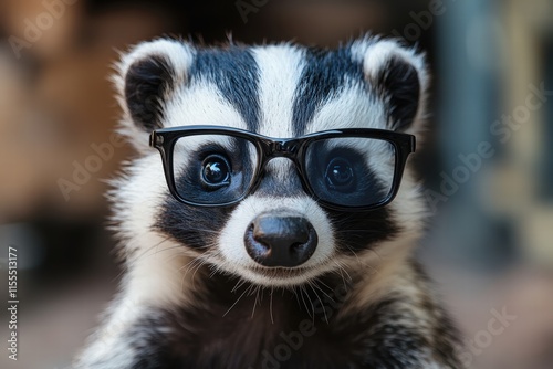 Bristling badger working underground badger's lair animal portrait subterranean close-up progressive lenses insight photo