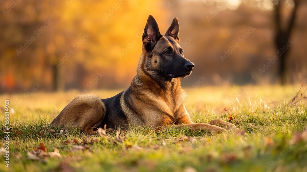 Majestic Belgian Malinois in Countryside Setting with Soft Autumn Light : Generative AI Majestic Belgian Malinois in Countryside Setting with Soft Autumn Light : Generative AI
