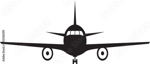 Transportation aero plane icon. Travels black flat vector isolated on transparent background. Public Transportation related. Minimal graphic aero plane sign. Large vehicle symbol.