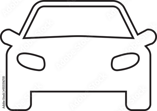 Transportation car icon. Traffic busy road black line vector isolated on transparent background. Public Transportation related. Minimal graphic car sign. Travels car vehicle symbol. Editable Stroke.