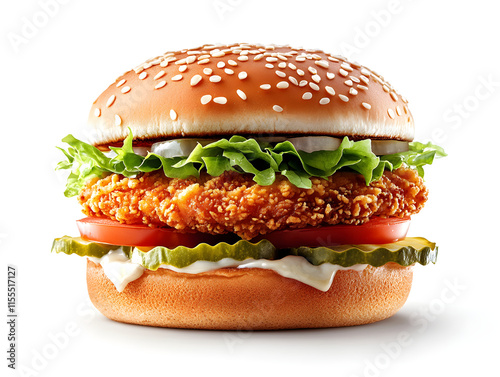 Wallpaper Mural Top view of gourmet juicy barbecue chicken hamburger with bacon, salad onion rings. Delicious fresh handmade classic cheeseburger. Kraft fastfood for restaurant, cafe, bar and foodfestival. Copy space Torontodigital.ca