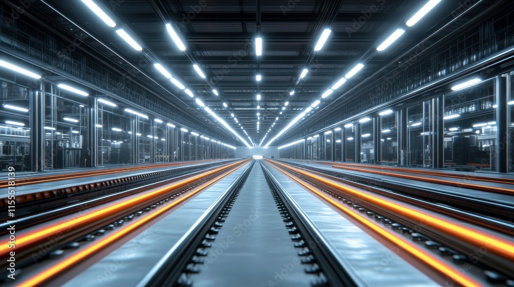 High Tech Industrial Production Line in Bright Light High Tech Industrial Production Line in Bright Light