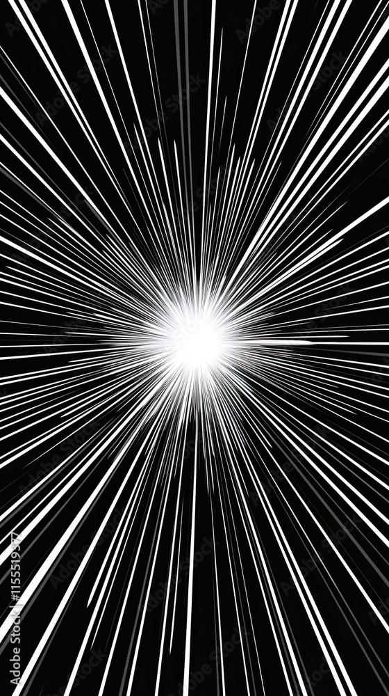 Fototapeta premium Abstract Black and White Radiating Lines Design