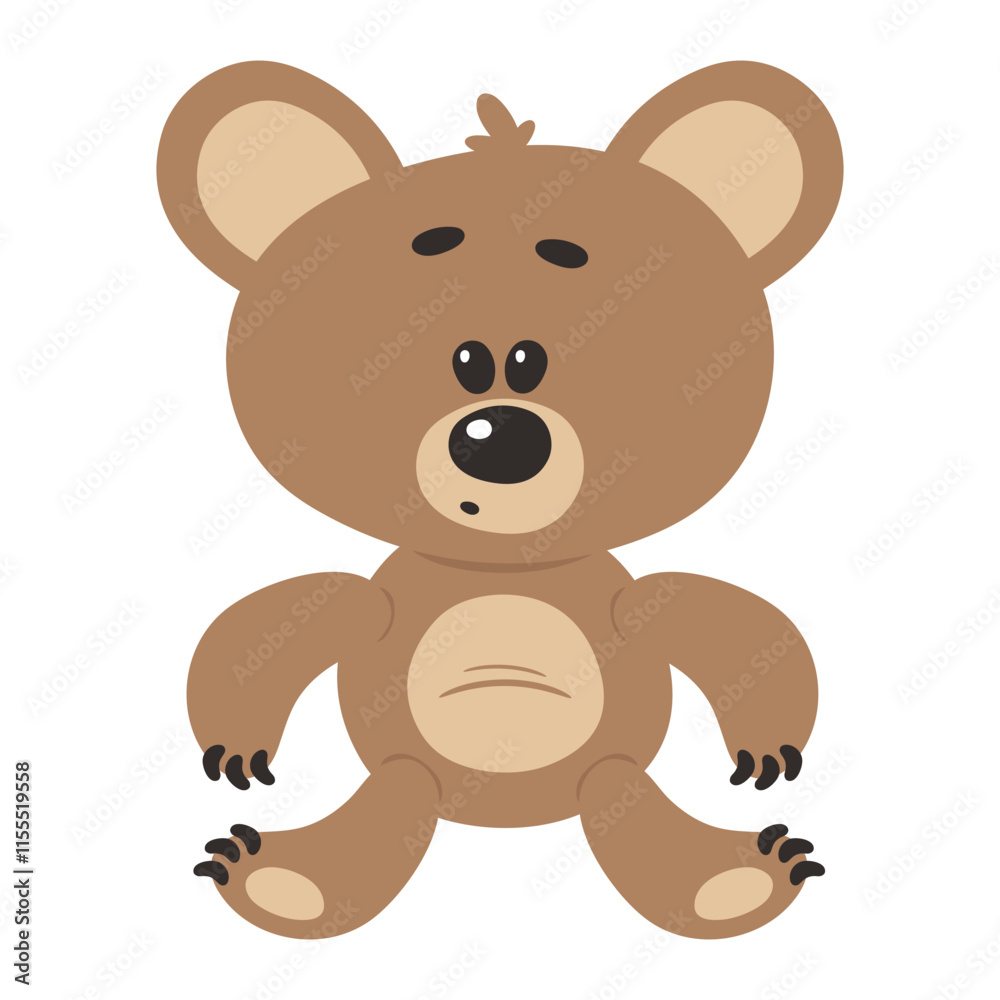 Teddy bear toy sitting. Vector cartoon flat illustration isolated on white Teddy bear toy sitting. Vector cartoon flat illustration isolated on white