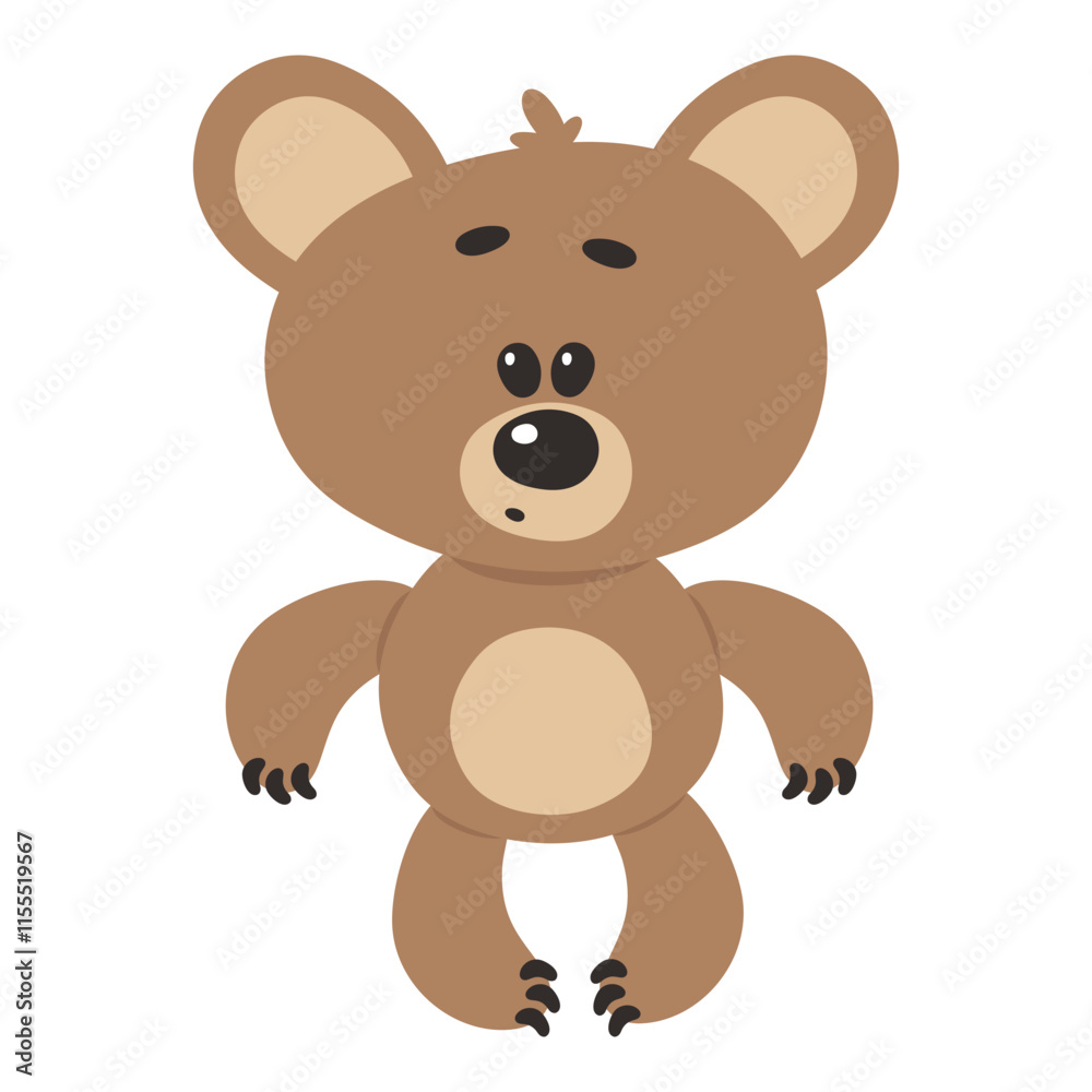 cute cartoon teddy bear. T-Shirt print. Vector isolated flat illustration on white cute cartoon teddy bear. T-Shirt print. Vector isolated flat illustration on white