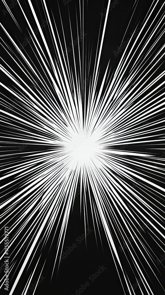 Fototapeta premium Abstract Black and White Radial Lines Design