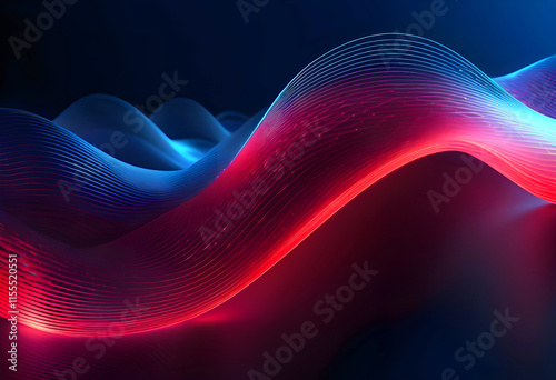 Dynamic Abstract Waves of Red and Blue Light. Abstract background