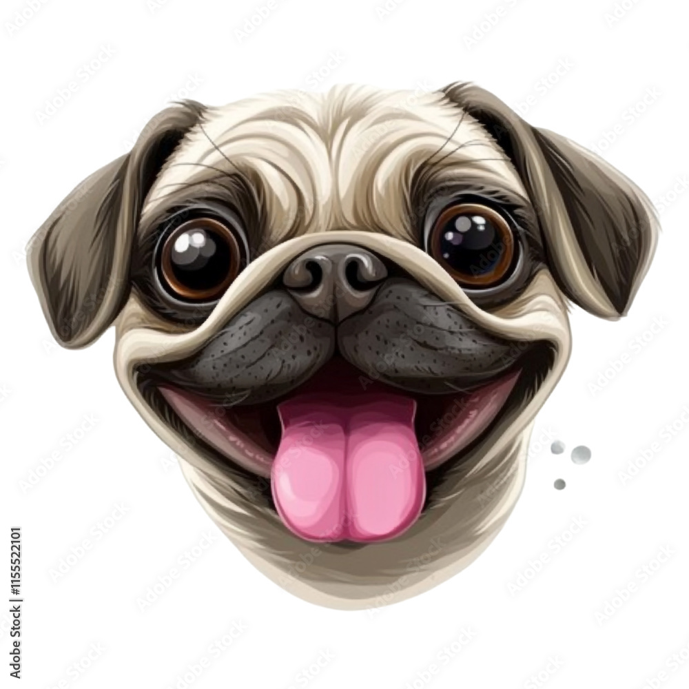 Fototapeta premium Adorable Pug Portrait: A Joyful Canine Close-Up