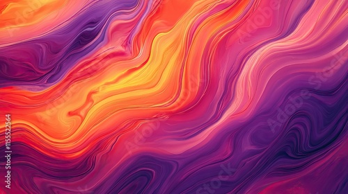 A colorful, abstract painting with a purple and orange swirl