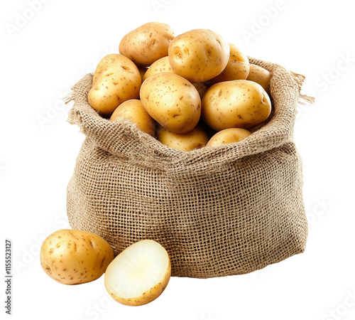 Fresh potatoes isolated on transparent background  photo