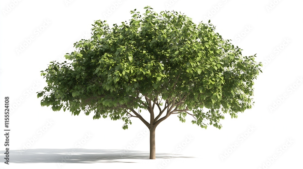 Obraz premium Lush Green Summer Tree Against a Bright White Background Symbolizing Growth and Freshness : Generative AI