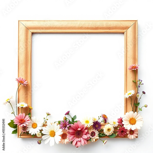 Wallpaper Mural Floral Frame, Empty Picture Frame with Flowers, Spring Background Torontodigital.ca