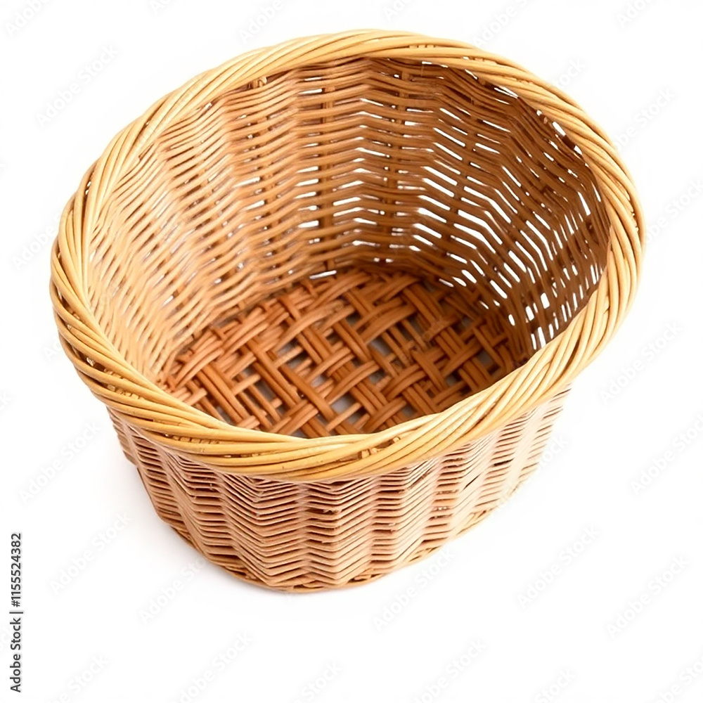 Empty wicker basket isolated on white background Empty wicker basket isolated on white background