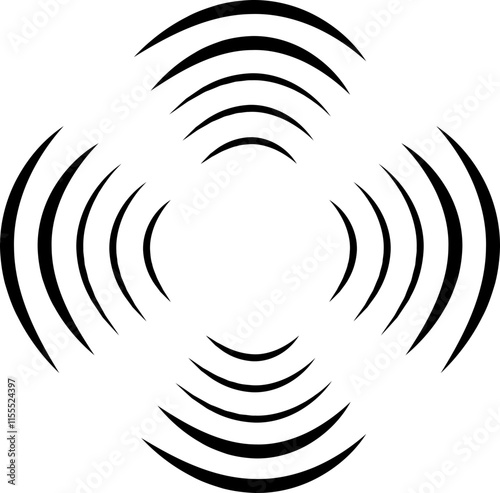 Concentric ripple circles sound waves icon. Seismic Earthquake alert radar. Radial signal sonar wave soundwave rings touch effect or pulse line vector   isolated on transparent background